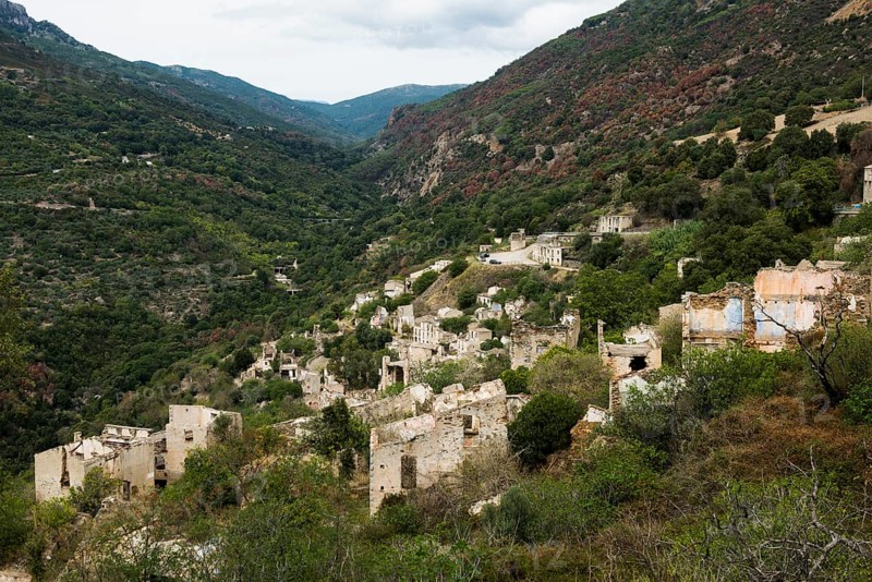 Village destroyed by a flood disaster, lost place, Gairo vecchio, Lanusei, Tortolì, Province of Ogliastra, Sardinia, Italy, Europe