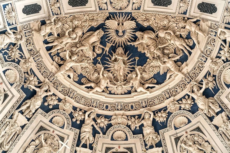 Baroque stucco work on the vault of the west choir in the interior of St Peter's Cathedral, UNESCO World Heritage Site in Trier, Rhineland-Palatinate, Germany, Europe