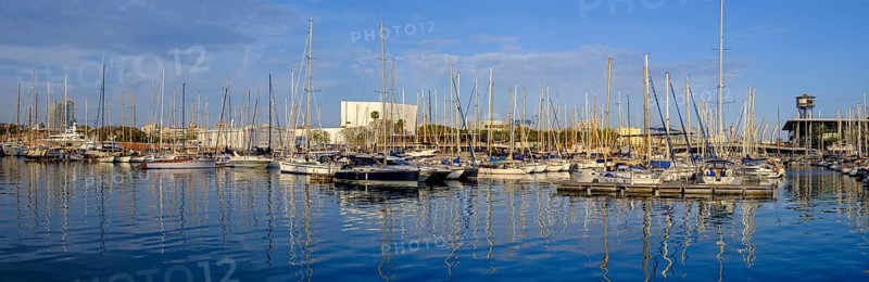 Marina, Port Vell, at the harbour, sailing boats, Barcelona, Catalonia, Spain, Europe