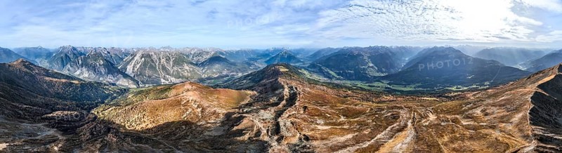 Mountain ridge of the Venet, mountain panorama of the Parzinn group of the Lechtal Alps, Venet crossing, Ötztal Alps, Tyrol, Austria, Europe