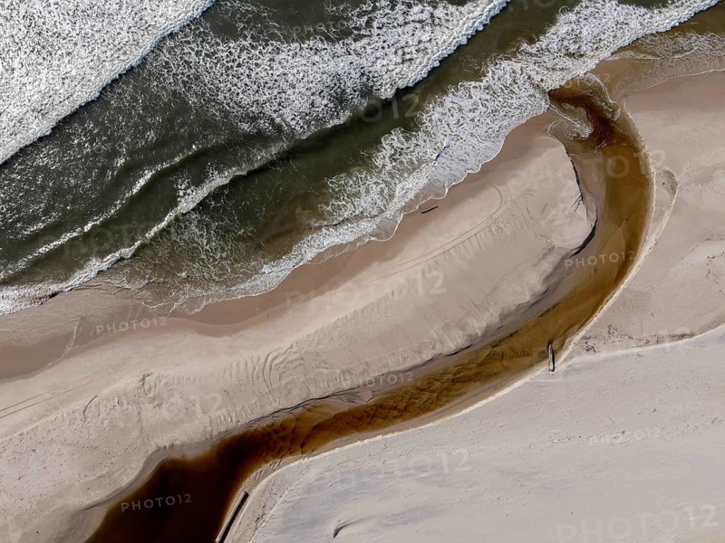 Beach in Loango National Park, Parc National de Loango, Atlantic Ocean, aerial view, Ogooué-Maritime Province, Gabon, Africa