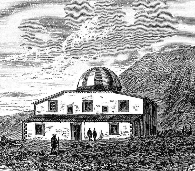 The observatory on Mount Etna, Sicily, Italy, in 1880, Historical, digital reproduction of an original from the 19th century, Europe