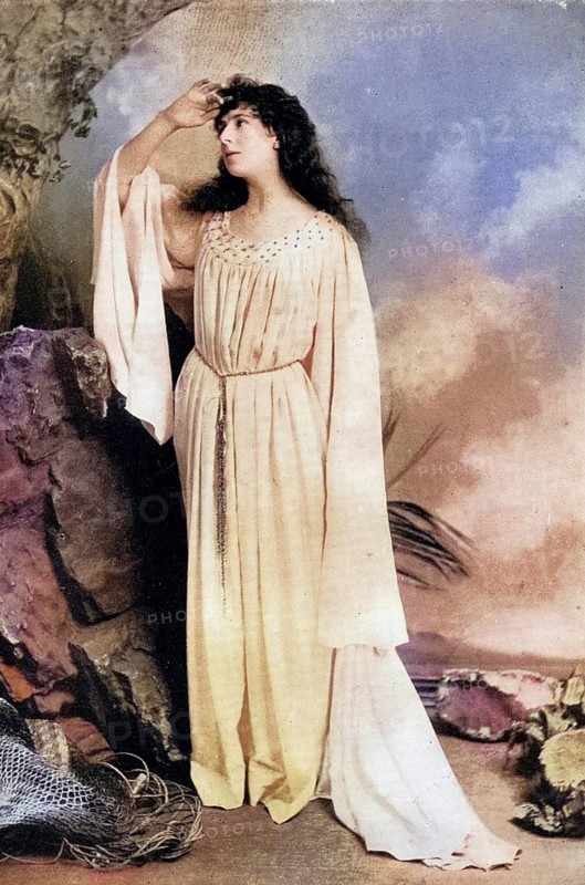 Mrs FR Benson (born Constance Featherstonhaugh - 1860-1946) English actress. She married the actor and director Frank Benson (1858-1939) in 1886 and appeared as his leading lady for many years. Here as Miranda in The Tempest by William Shakespeare, Historical, digitally restored reproduction from a 19th century original, Record date not stated