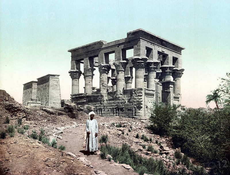 Phylae, the Kiosk and the Pylon, Egypt, Historical, digitally restored reproduction from a 19th century original, Record date not stated, Africa