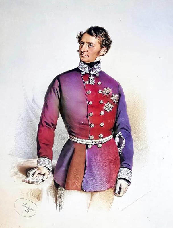 Georg Otto Aloys Udalricus Diethelm Ritter von Toggenburg (24 January 1810 in Rhäzüns, Canton Graubünden, died 8 March 1888 in Bolzano, Austria-Hungary) was an Austrian Privy Councillor, jurist and politician, Minister for Trade and Public Works, Governor of Tyrol and Vorarlberg and twice in the Kingdom of Lombardo-Venetia, Historical, digitally restored reproduction from a 19th century original, Record date not stated