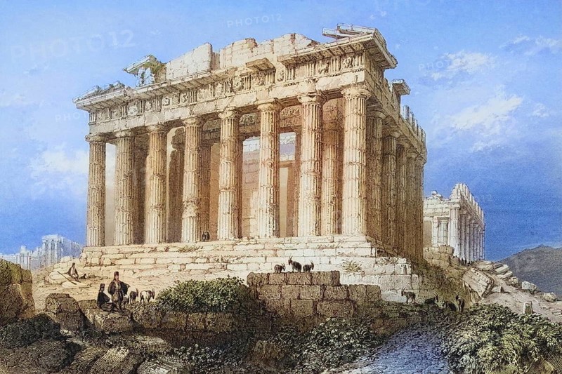 The Parthenon in Athens, Greece, Historical, digitally restored reproduction from a 19th century original, Record date not stated, Europe