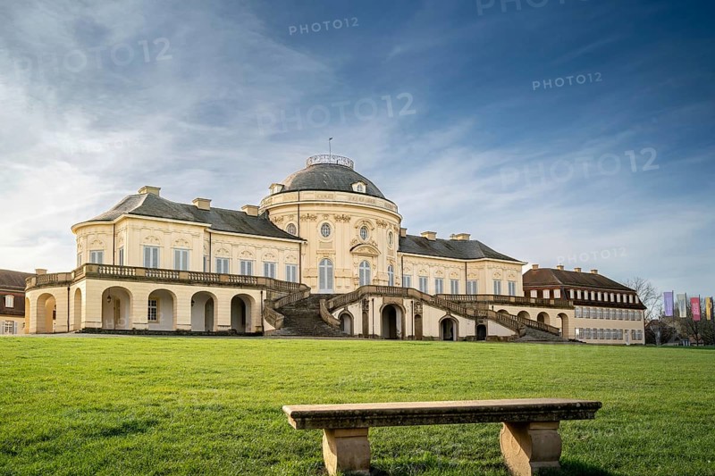 Solitude Palace in the Rococo architectural style (Johann Friedrich Weyhing, Philippe de La Guêpière) was built from 1763 by Duke Carl Eugen, Stuttgart, Baden-Württemberg, Germany, Europe