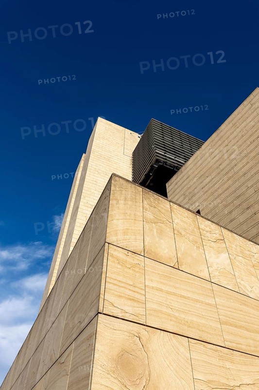 Modern Design Building Against Blue Clear Sky in Campione d'Italia, Lombardy, Italy, Europe