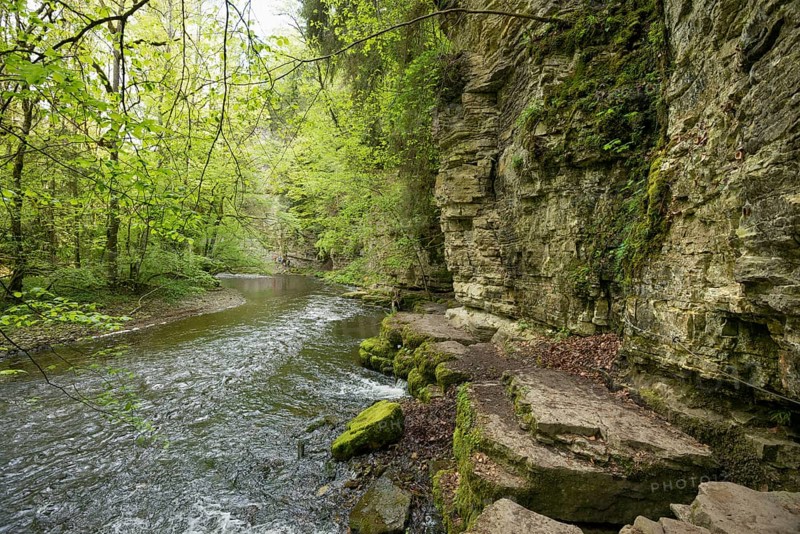 Hiking trail by the river, Wutach Gorge, Bonndorf, Baden-Württemberg, Black Forest, Germany, Europe