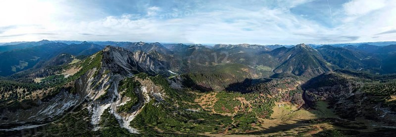 Aerial view, Alpine panorama, Bavarian and Austrian Schinder, Tegernsee mountains in the Mangfall mountains, Germany, Europe