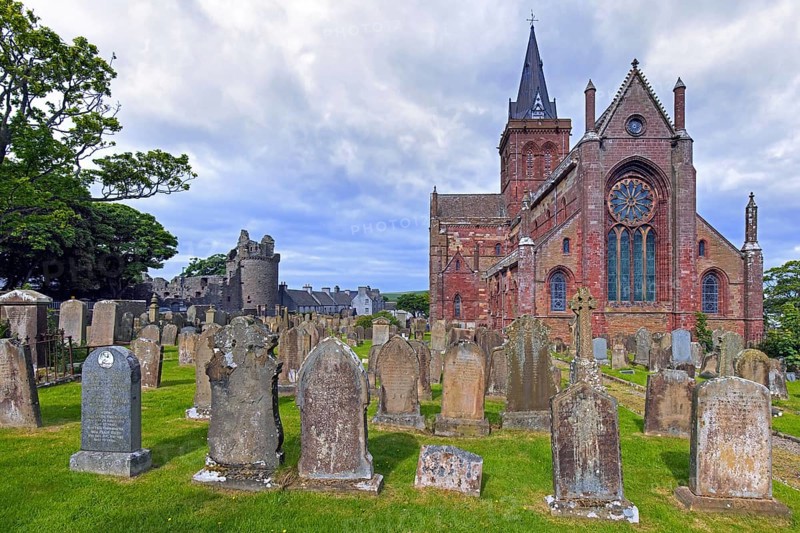 12th century St Magnus Cathedral, oldest cathedral in Scotland and most northerly cathedral in the United Kingdom at Kirkwall on the Orkney Islands