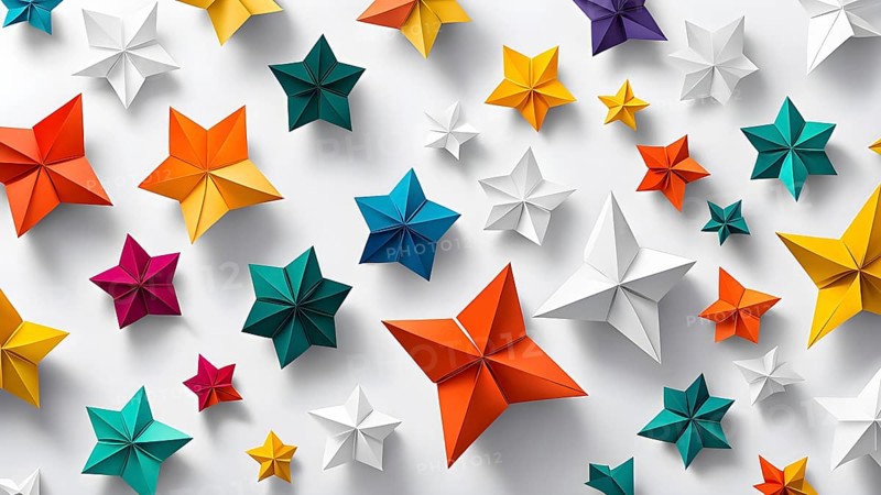Abstract origami wallpaper illustration, AI generated