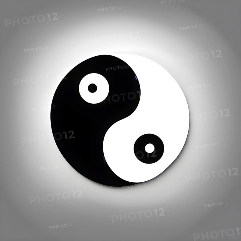 Minimalist rendering of an abstract yin yang symbol portraying work life balance, AI generated