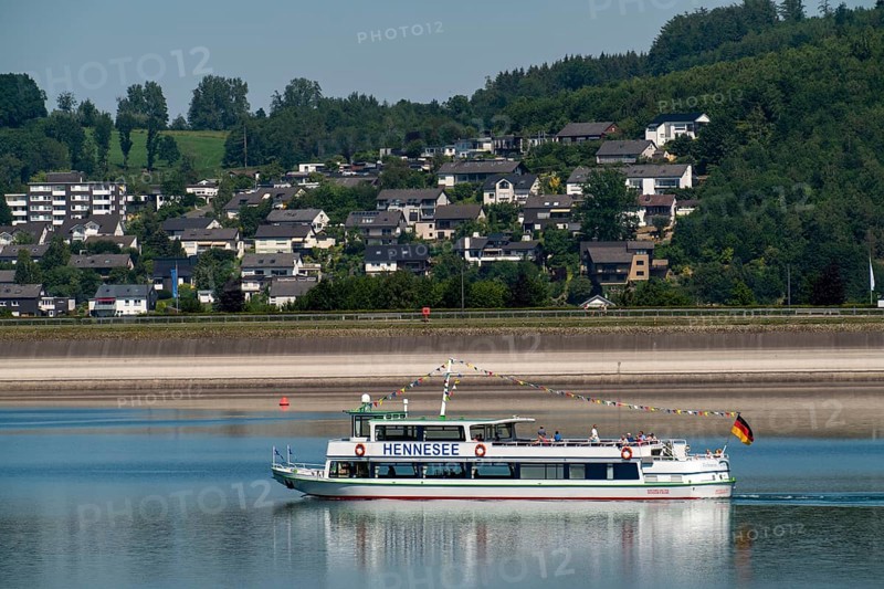 The Hennesee, Hennetalsperre in the Sauerland, excursion boat, lake tour, MS Hennesee, Hochsauerlandkreis, near Meschede, North Rhine-Westphalia, Germany, Europe