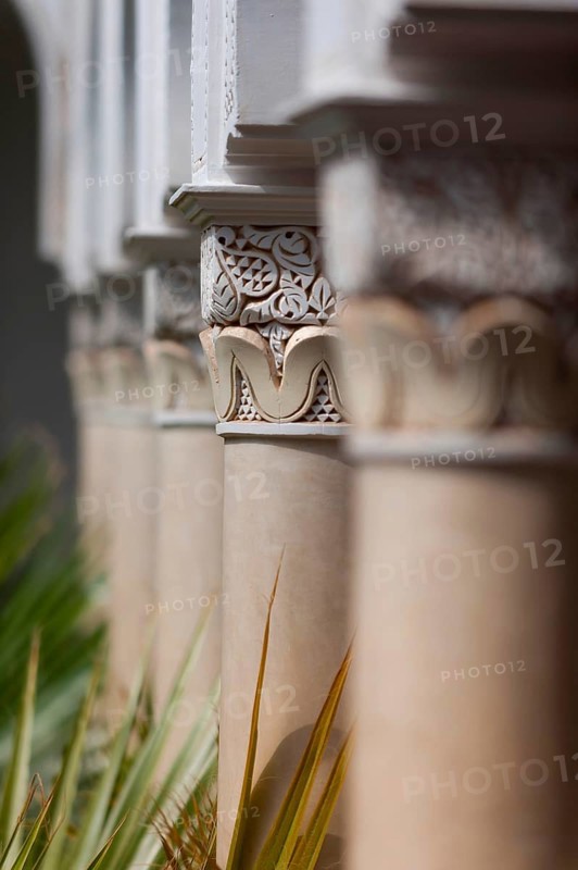 Columns in Riad, Column, traditional, decorated, ornament, decoration, art, construction, building, house, architecture, oriental, arabic, orient, Marrakech, Morocco, Africa