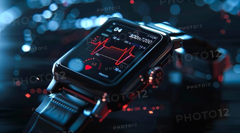 Smartwatch intelligent health and fitness monitoring, AI generated