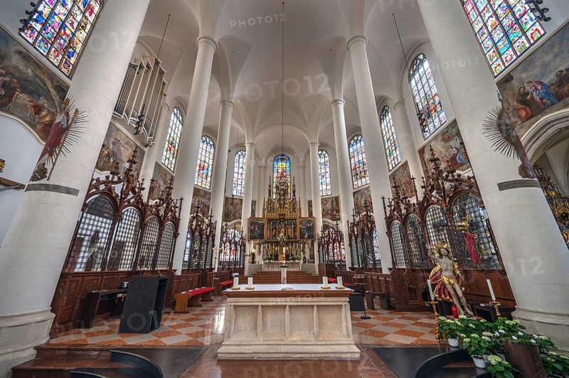 Chancel of the Gothic hall church of St Jakob, start of construction, Pfarrplatz 11 A, Straubing, Lower Bavaria, Germany, Europe