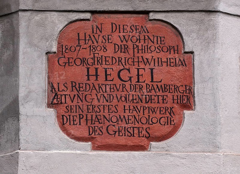 Memorial plaque, house of Georg Friedrich Wilhelm Hegel, Bamberg, Upper Franconia, Bavaria, Germany, Europe