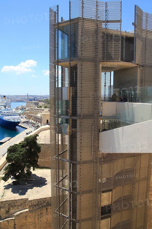 Upper Barrakka lift built 2012, from Upper Barrakka Gardens, Valletta, Malta, Europe