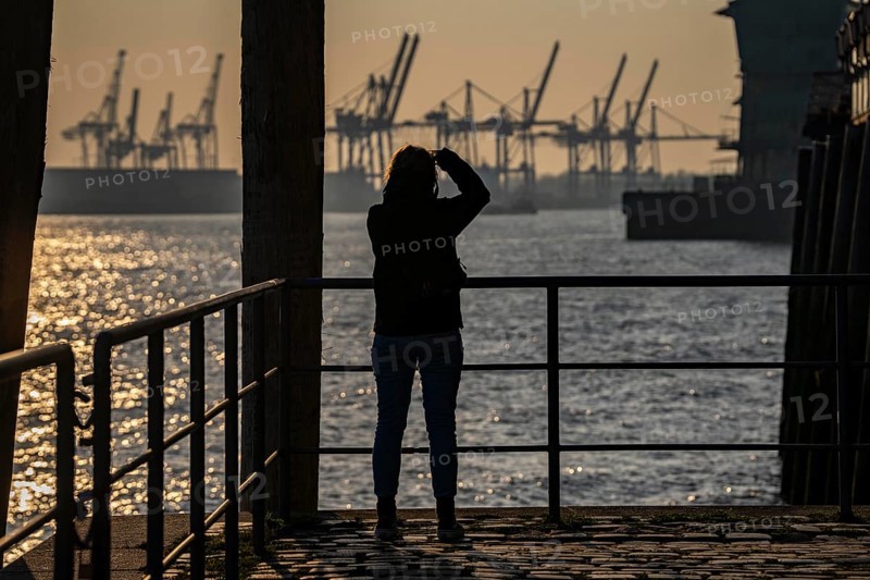Port of Hamburg, view of the Container Terminal Burchardkai, from Altonaer Ufer, Hamburg, Germany, Europe