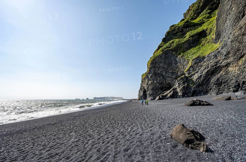Black beach on the cliffs, Reynisfjara beach, Vik, South Iceland, Iceland, Europe
