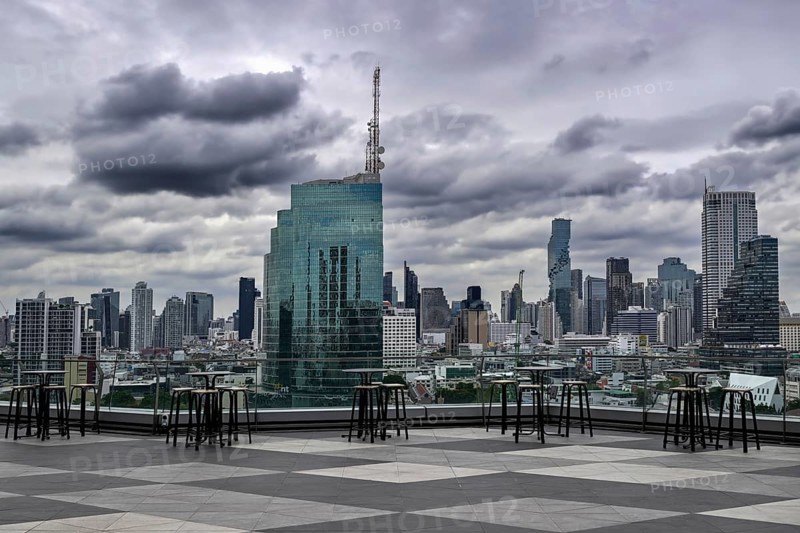 Skyline NT Building Mobile phone antenna CAT Telecom, Bangkok, Thailand, Asia