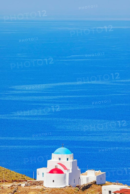 View of Agia Triada church near Mega Livadi village, Serifos Island, Cyclades Islands, Greece, Europe
