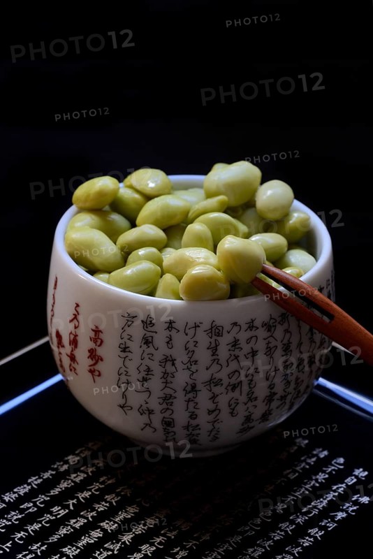 Edamame, unripe soya beans in shell, Glycine max