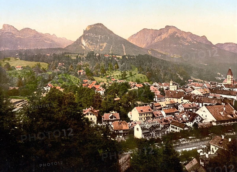 General view of Bad Aussee, Styria, former Austro-Hungary, today Austria, c. 1890, Historic, digitally restored reproduction from a 19th century original General view of Bad Aussee, Styria, former Austro-Hungary, today Austria, 1890, Historic, digitally restored reproduction from a 19th century original
