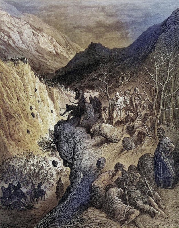 Bernhard of Carinthia is surprised by Turkish raids during the Second Crusade, Historical, digitally restored reproduction from a 19th century original, Record date not stated