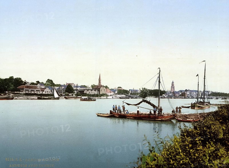 The City and the Rhine, Arnhem, Arnhem, Holland, ca 1895, Historical, digitally restored reproduction from a 19th century original, Record date not stated
