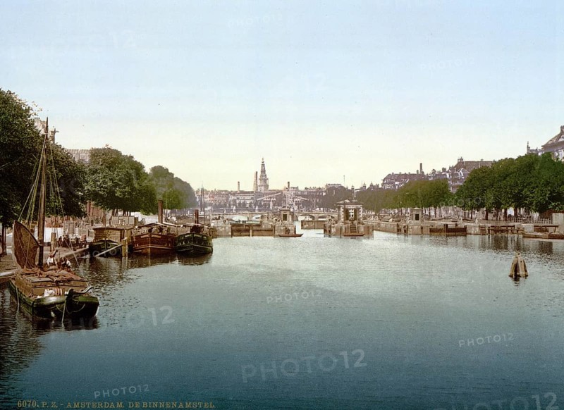 The Binnen Amstel, inner Amstel, Amsterdam, Holland, ca 1895, Historic, digitally restored reproduction from a 19th century original, Record date not stated