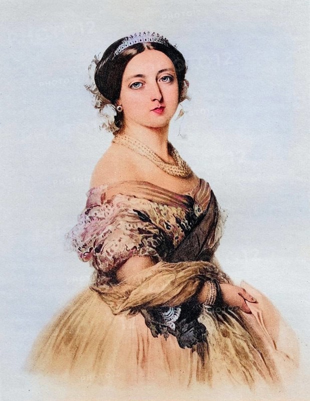 Her Majesty Queen Victoria in 1855. 1819-1901. Princess Alexandrina Victoria of Saxe-Coburg. From a watercolour by F. Winterhalter in Buckingham Palace, Historic, digitally restored reproduction from a 19th century original, Record date not stated