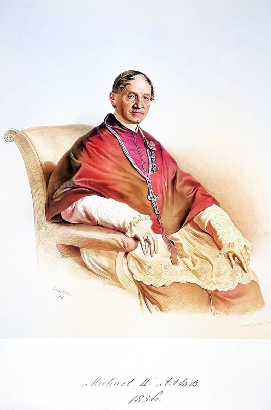Michael Rimely (1793-1865), As Michael II Archabbot of the Benedictine Abbey of Martinsberg (Pannonhalma) in Hungary, Historical, digitally restored reproduction from a 19th century original, Record date not stated
