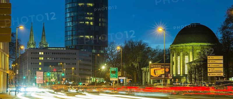 Opladener Strasse, LVR Tower and Koeln-Deutz railway station, Cologne, North Rhine-Westphalia, Germany, Europe