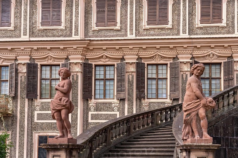 Dam in front of Favorite Palace in Rastatt, Baden-Württemberg, Germany, Europe