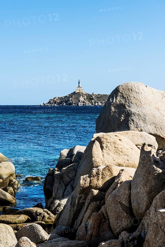 Lighthouse and rocks, Capo Carbonara, Villasimius, south coast, Sardinia, Italy, Europe