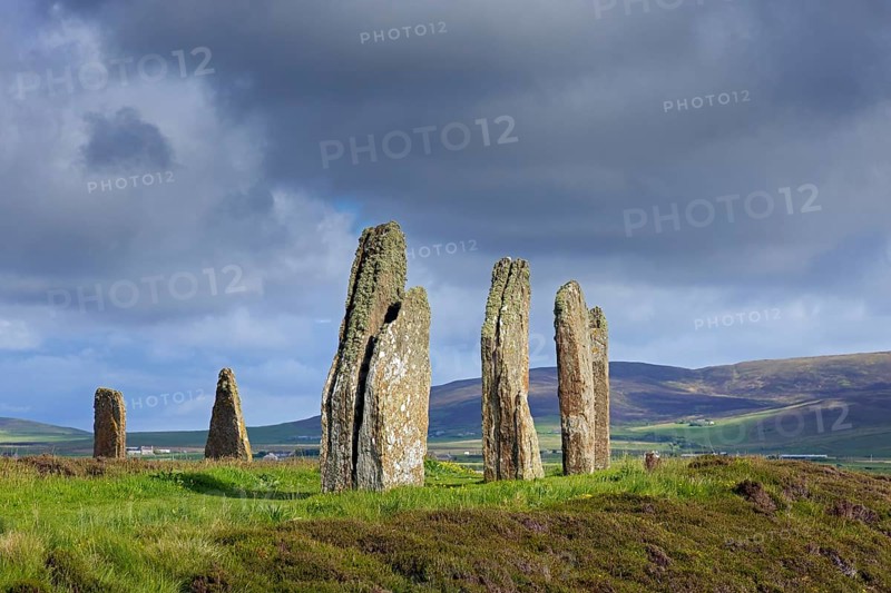 Ring of Brodgar, Brogar, Neolithic henge and stone circle of standing stones near Stromness on Mainland, largest island in Orkney, Scotland, UK
