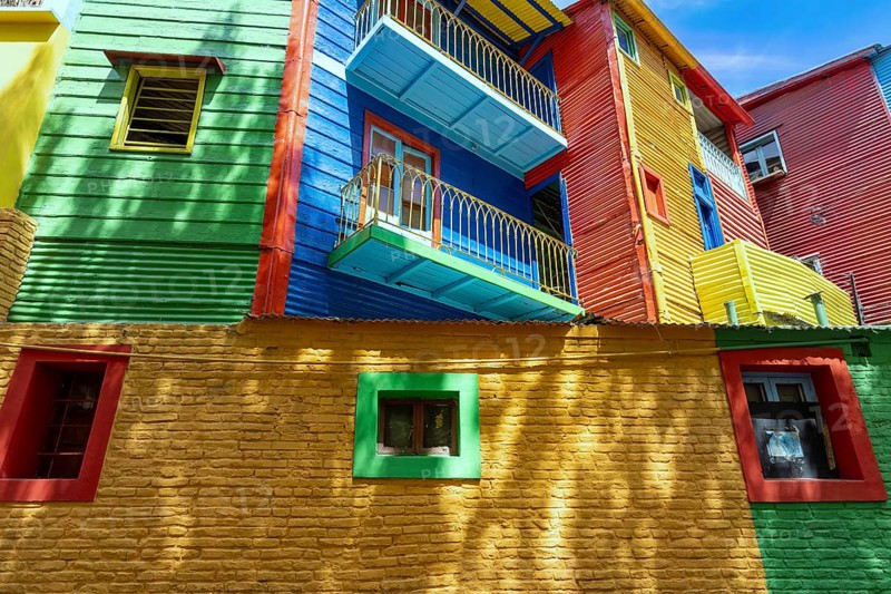 Argentina, colorful buildings of El Caminito, a popular tourist destination in Buenos Aires., South America