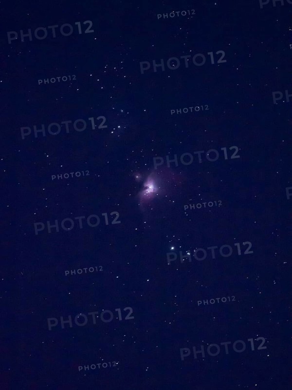 Starry night, clusters of stars with nebula, photographed in winter, Hesse, Germany, Europe