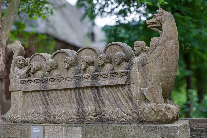 Neumagen wine ship, tomb of a Roman wine merchant, reconstruction, Neumagen, Rhineland-Palatinate, Germany, Europe