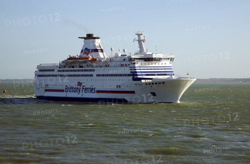 Brittany Ferries ferry ship arriving at Portsmouth, hampshire, England, United Kingdom, Europe