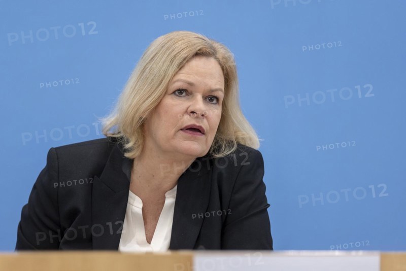 Nancy Faeser (SPD), Federal Minister of the Interior and Home Affairs, recorded at the Federal Press Conference on the presentation of the 2023 police crime statistics in Berlin, 9 April 2024