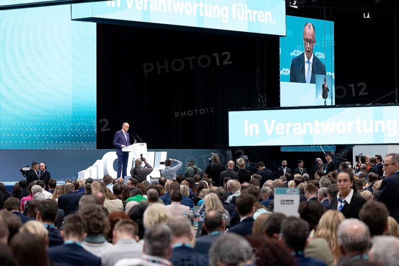 Berlin, Germany, 6 May 2024: Friedrich Merz, Chairman of the Christian Democratic Union of Germany (CDU), speaks during the CDU Germany 2024 party conference, Europe