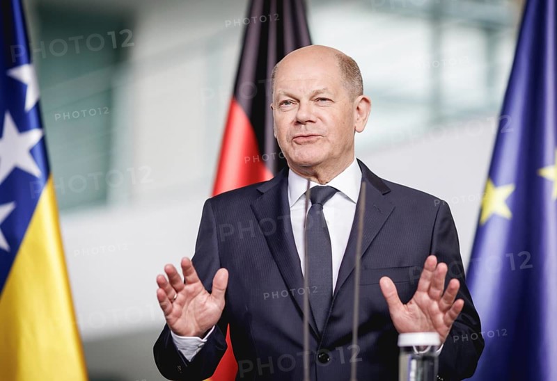 Olaf Scholz, Federal Chancellor, speaks at a press conference during the visit of the Chairman of the State Presidency of Bosnia and Herzegovina, at the Chancellery in Berlin, 07.05.2024.Denis Becirovic