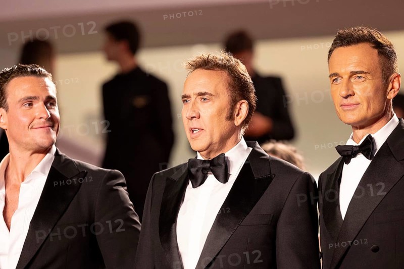 Cannes, France, 17.5.2024: Alexander Bertrand, Nicolas Cage, Julian McMahon at the premiere of The Surfer on the red carpet of the Palais des Festivals during the 77th Cannes International Film Festival. The 77th Cannes International Film Festival will take place from 14 to 25 May 2024, Europe