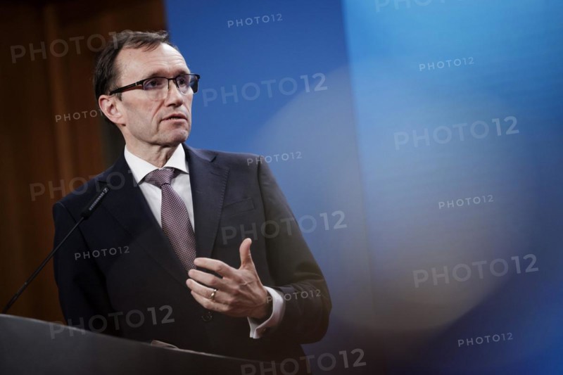Espen Barth Eide, Minister of Foreign Affairs of the Kingdom of Norway, and Annalena Bärbock (Alliance 90/The Greens) (not in the picture), Federal Minister for Foreign Affairs, at a joint press conference in Berlin, 14 March 2024. Photographed on behalf of the Federal Foreign Office