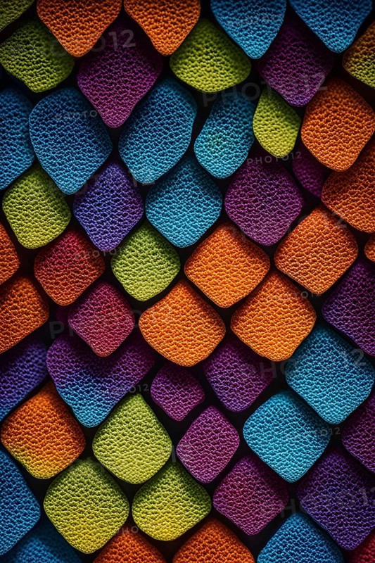 Nano material inspired by gecko feet with intricate patterns and vibrant colors representing adhesive properties, AI generated