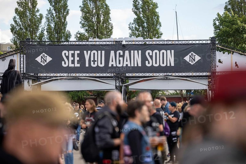 Copenhagen, Denmark - 19.6.2024: Exit with inscription See you again soon at the Copenhell Metal Festival at Kløverparken Camping Copenhagen, Denmark. The festival will take place from 19-22 June 2024