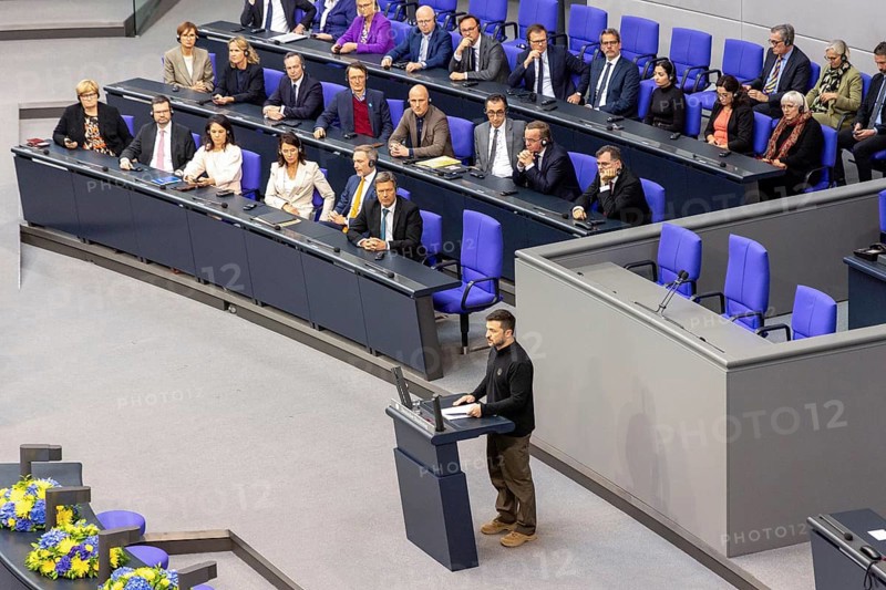 Volodymyr Zelensky (President of Ukraine) delivers a speech at a special session of the German Bundestag, Berlin, 11 June 2024